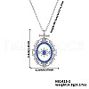 Bohemian Brass Pave Blue Cubic Zirconia Eye Pendant Necklaces NX3734-2-2
