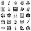 50Pcs Vintage Items Themes Paper Sticker STIC-C012-19-4