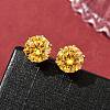 Flat Round Brass Micro Pave Cubic Zirconin Stud Earrings EJEW-D318-04G-2