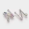 Brass Cubic Zirconia Slide Charms ZIRC-S063-01N-P-2