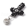 2Pcs 2 Styles 3D Glass Seed Beaded Cross Charms PALLOY-MZ00576-5