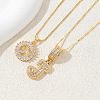 2Pcs 2 Styles Brass Pave Clear Cubic Zirconia Initial Pendant Necklace Sets FS-WGBC393-10-1