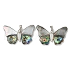 Rack Plating Brass Pave Natural Paua Shell & White Shell Big Pendants KK-U025-12P-01-1
