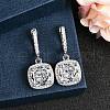 925 Sterling Silver Micro Pave Cubic Zirconia Dangle Hoop Earrings EJEW-F371-01A-01-2