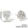Elegant Heart Brass Clear Cubic Zirconia Stud Earrings QP4520-1-2