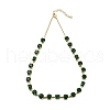 Rack Plating Brass Pave Cubic Zirconia Flat Round & Rectangle Link Necklaces for Women NJEW-B109-01G-2
