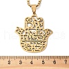 304 Stainless Steel Hollow Cut Hamsa Hand Pendant Necklaces NJEW-H065-07G-3