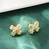 Flower Brass Micro Pave Clear Cubic Zirconia Stud Earrings EJEW-U064-03A-G-3