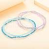 4Pcs 4 Colors Luminous Rondelle Plastic Seed Beaded Stretch Anklets Sets WG02137-01-4