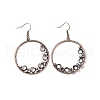 3 Pairs 3 Style Ring & Teardrop & Fan Alloy Dangle Earrnigs with Dalmatian Jasper Chips EJEW-P200-08R-3