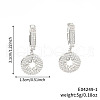 Valentine's Day Brass Clear Cubic Zirconia Flat Round with Hollow Star Hoop Earrings MG0882-1-2