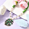 2Pcs Leaf Alloy Enamel Pendant Necklaces for Women NJEW-JN05350-3