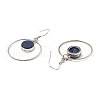 Natural Lapis Lazuli Flat Round Dangle Earrings EJEW-Z024-11C-P-2