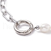 Natural Keshi Pearl Beaded Necklace with 304 Stainless Steel Paperclip Chains for Women NJEW-JN03849-5