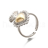 Gothic Style Brass Micro Pave Clear Cubic Zirconia Cuff Rings for Women RJEW-U051-02F-GP-4