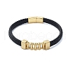 Men's Braided Black PU Leather Cord Bracelets BJEW-K243-66A-G-1