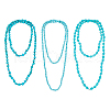 FIBLOOM 3Pcs 3 Style Synthetic Turquoise Oval & Nugget & Round Beaded Necklaces Set for Women NJEW-FI0001-04-1