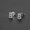 Brass Micro Pave Clear Cubic Zirconia Stud Earrings FS-WGC2F12-02-1