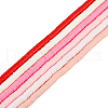 SUNNYCLUE 6 Strands 6 Colors Flat Round Handmade Polymer Clay Beads CLAY-SC0002-26-1