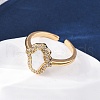 Brass Micro Pave Cubic Zirconia Shell Cuff Rings KK-D363-24A-G-1