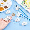 BENECREAT 6Pcs 2 Colors Rabbit Ceramic Paint Brush Pen Holders AJEW-BC0007-04-3