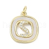 Rack Plating Brass Micro Pave Clear Cubic Zirconia Pendants KK-E102-33G-S-1