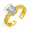 Mother's Day Rings Golden Brass Micro Pave Cubic Zirconia Solitaire Ring EP4174-3-2