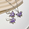 Heart Alloy with Glass Pendant Necklace & Hoop Earring FS-WG91246-01-2