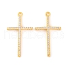 Brass Micro Pave Clear Cubic Zirconia Pendants KK-U017-09F-G-1