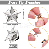 Beebeecraft 10Pcs Brass Star Brooches JEWB-BBC0001-06P-2