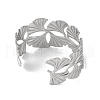 Ginkgo 304 Stainless Steel Cuff Bangles for Women BJEW-B104-15P-3