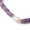 Natural Lepidolite and Pearl Beads Btacelets BJEW-JB10681-02-3