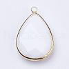 Golden Tone Brass Glass Teardrop Pendants GLAA-M006-A-22G-2