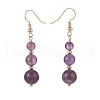 Natural Gemstone Round Beaded Long Dangle Earrings EJEW-JE05017-4