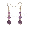 Natural Gemstone Round Beaded Long Dangle Earrings EJEW-JE05017-4