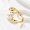 Brass Shell Cuff Rings for Women RJEW-C126-10G-3