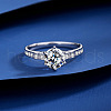 Rhodium Plated 925 Sterling Silver Micro Pave Cubic Zirconia Finger Rings WG38657-08-3