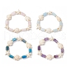 4Pcs Synthetic Turquoise & Natural Apatite & Amethyst & Aquamarine & Rose Quartz Beads Stretch Bracelets for Women BJEW-JB11995-2
