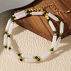 Vintage Style Synthetic Malachite Round & Natural Quartz Crystal Cuboid Beaded Necklaces VS1846-3
