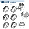 FIBLOOM 6Pcs 6 Style Retro Stainless Steel Finger Rings Set RJEW-FI0001-15-3