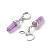 Bullet Natural Amethyst Hoop Earrings for Girl Women EJEW-JE04636-03-4
