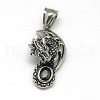 Fashionable Retro 304 Stainless Steel Rhinestone Dragon Pendants STAS-L017-143-2