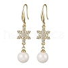 Brass Micro Pave Clear Cubic Zirconia Dangle Earrings EJEW-F362-05G-2