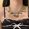 Alloy Heart Pendant Bib Necklaces for Women FS-WGE740F-01-2