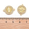 Rack Plating Brass Micro Pave Clear Cubic Zirconia Religion Virgin Mary Connector Charms KK-H449-61G-01-NR-3