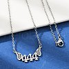 201 Stainless Steel Number 444 with Butterfly Wings Pendant Necklaces NJEW-P332-01B-P-3