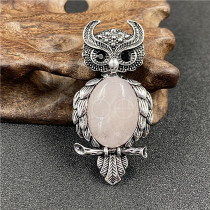 Antique Silver Owl Brooch Pins PW-WG382CA-06-1