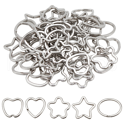  50Pcs 5 Styles Alloy & Iron Split Key Rings FIND-NB0004-75-1