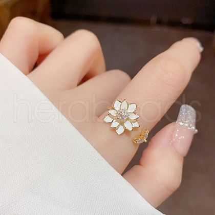 Fashionable Brass Micro Pave Cubic Zirconia with Enamel Cuff Rings FS-WGFDA76-02-1