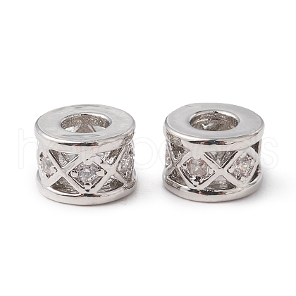 Eco-Friendly Rack Plating Brass Micro Pave Cubic Zirconia Beads KK-F835-28P-1